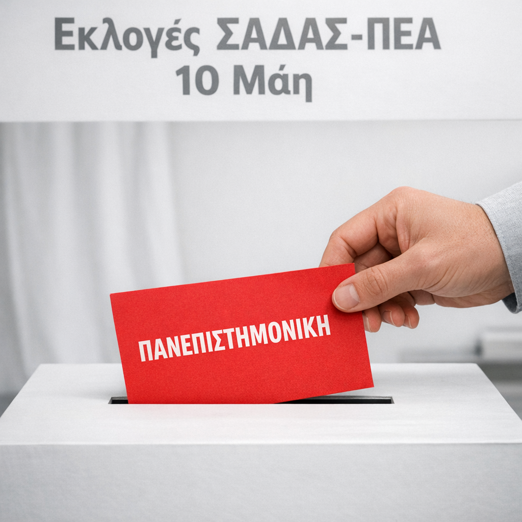 Εκλογές ΣΑΔΑΣ – ΠΕΑ Κυριακή 10 Μάη – Ψηφίζουμε ΠΑΝΕΠΙΣΤΗΜΟΝΙΚΗ!